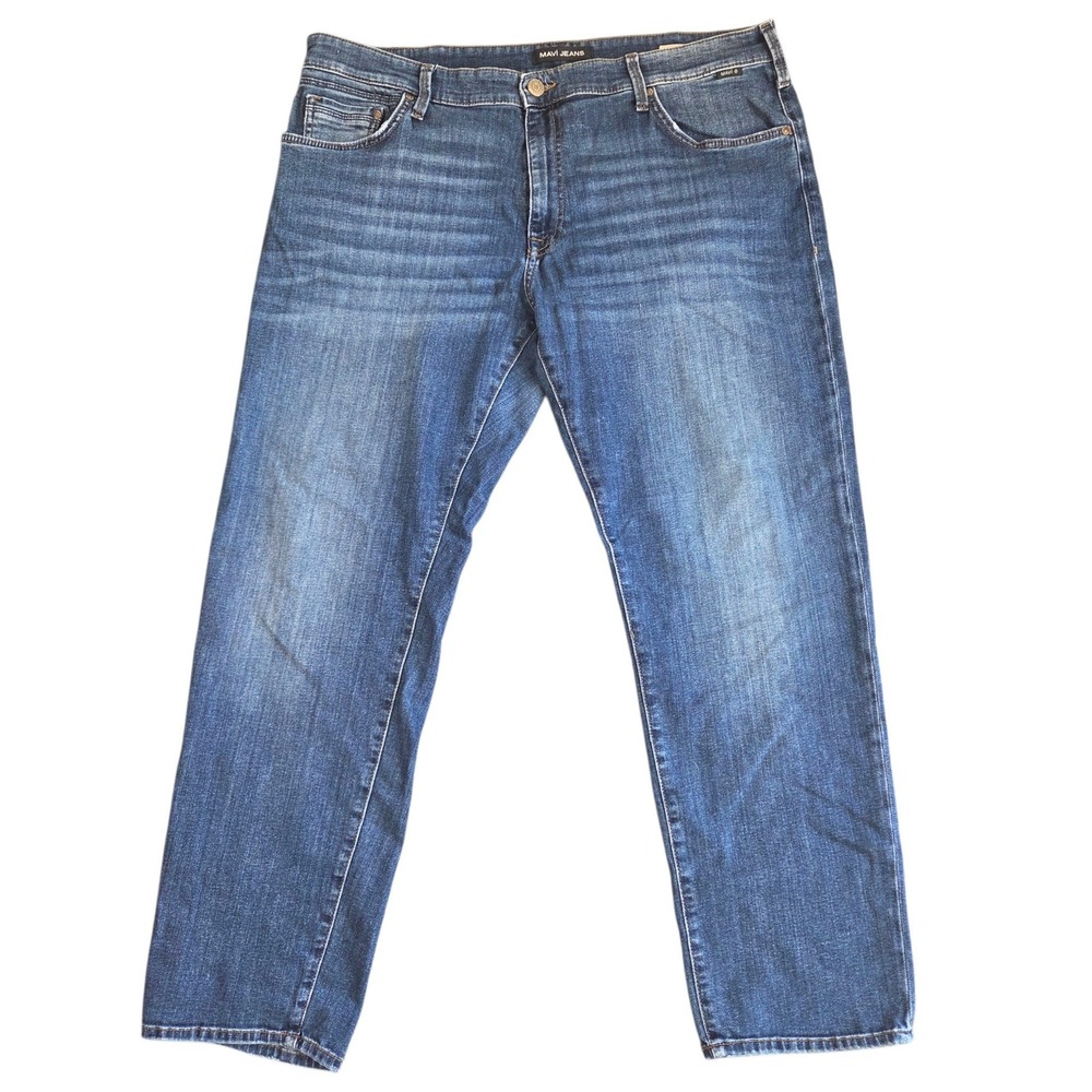 Mavi Zach Straight Leg Jeans Mens 42x32 Medium Wash Stretch Denim Classic Blue